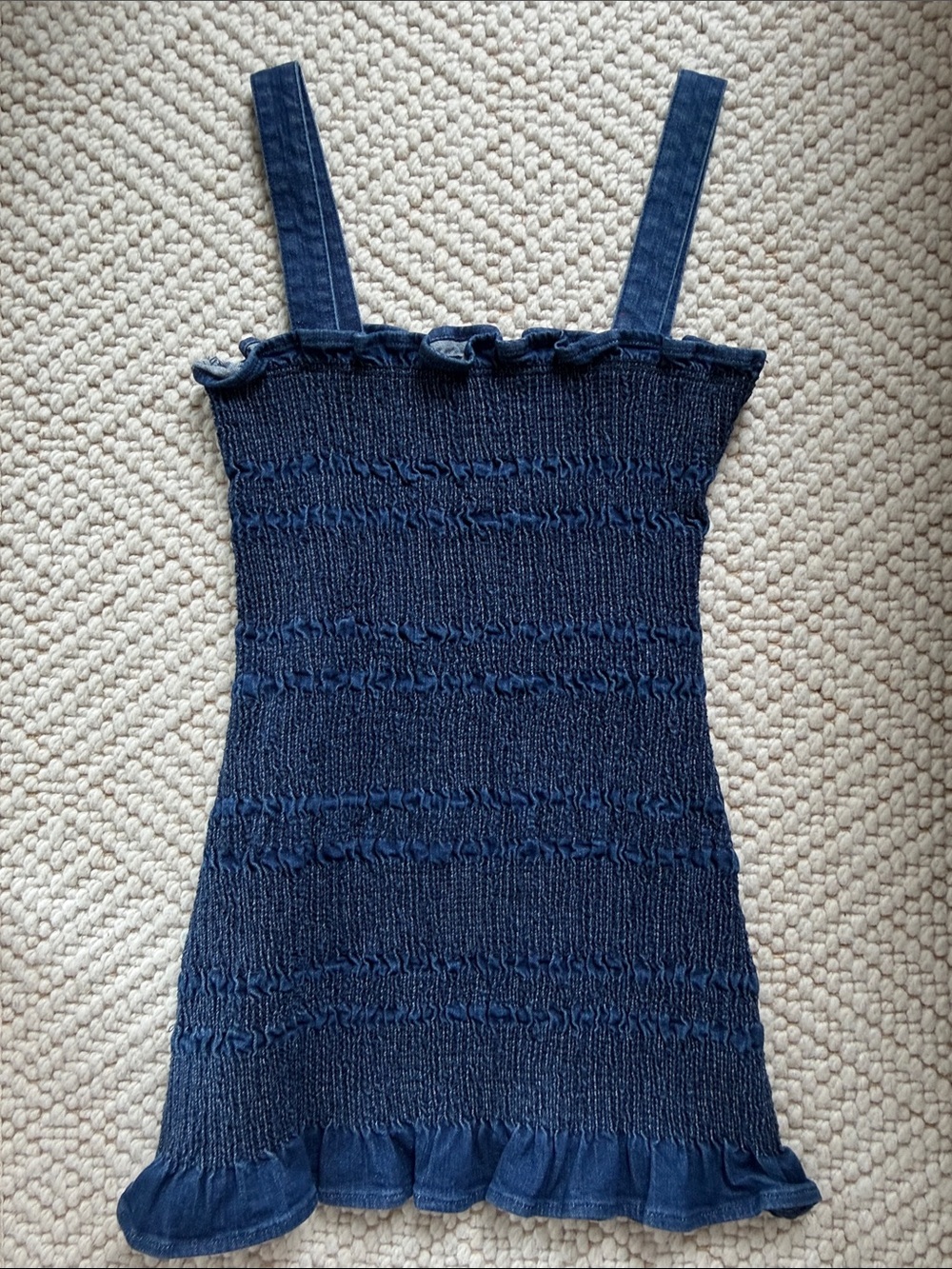 Urban Outfitters Denim / Navy Blue Smocked Mini Dress